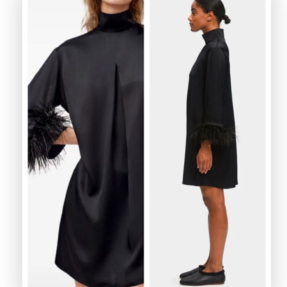 Sleeper Party Shirt Dress with Detachable  Ostrich Feather 100% NWT  $369